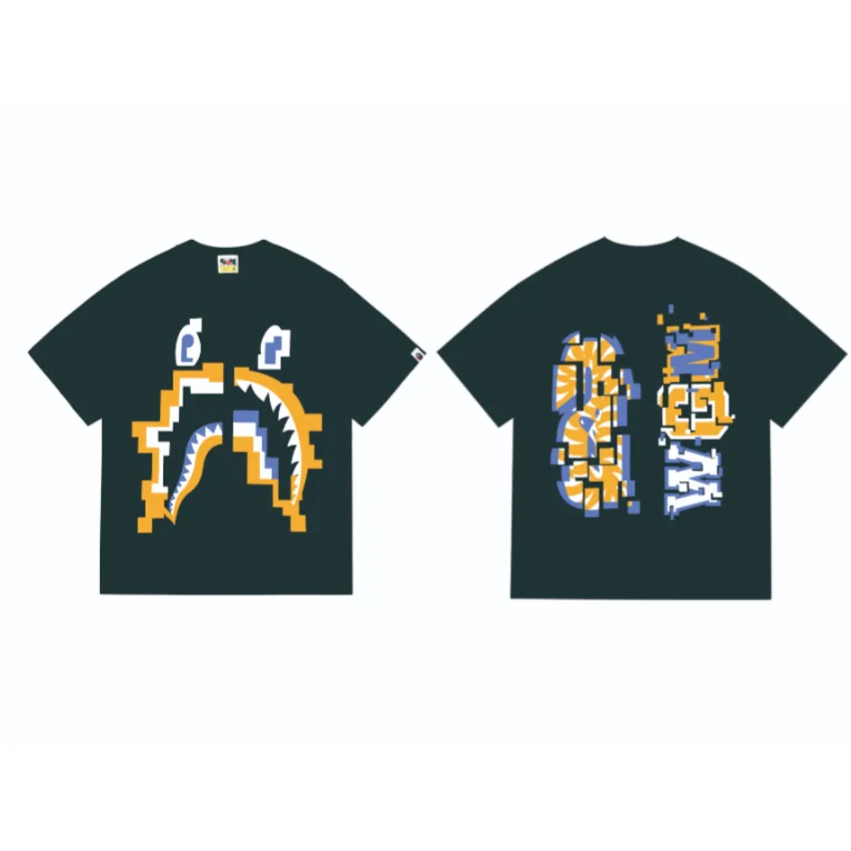A Bathing Ape BAPE Navy/Yellow/Blue Pixel T-Shirt